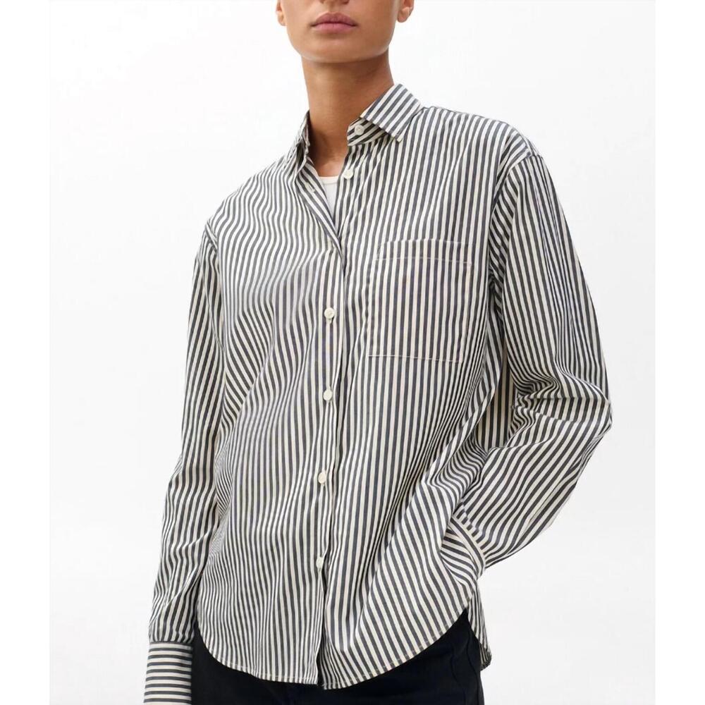 NEW RAG & BONE connie striped shirt in blue stripe